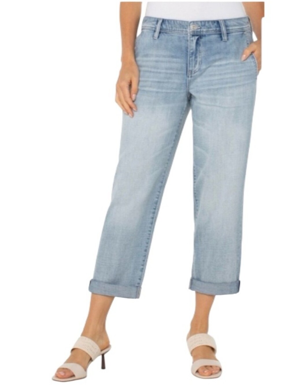 Liverpool The Norma Jean Straight Leg Cropped Rollar Mid-Rise Jeans-NWT